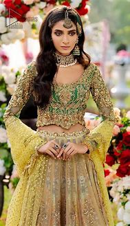 Image result for Mehndi Dress Green Lehenga