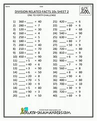 Image result for Math Facts Worksheets 4th Grade