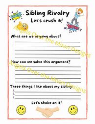 Image result for Sibling Rivalry Worksheet