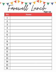 Image result for Birthday Lunch Sign Up Sheet