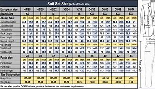 Image result for Suit Size Chart