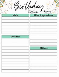 Image result for Birthday Lunch Sign Up Sheet