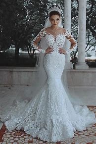 Image result for Lace Sleeve Wedding Dress