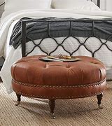 Image result for Round Leather Ottoman