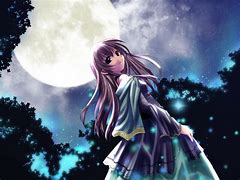 Image result for Anime Girl with Moon