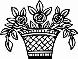 Image result for flower basket clip art black and white