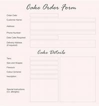 Image result for Cake Order Form Template