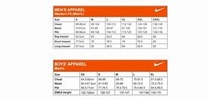 Image result for Nike Clothing Size Chart