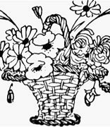 Image result for flower basket clip art black and white