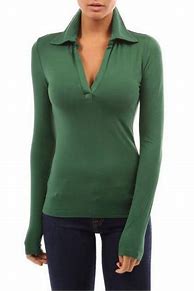 Image result for V-Neck Long Sleeve Polo