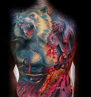 Image result for Wolf Back Tattoo Men