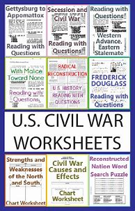 Image result for American Civil War Printable Worksheets