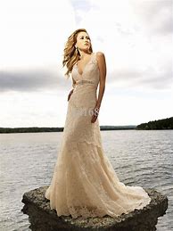 Image result for Champagne Lace Wedding Dress