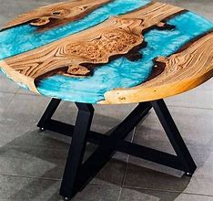 Image result for Epoxy Table Blue with White Waves