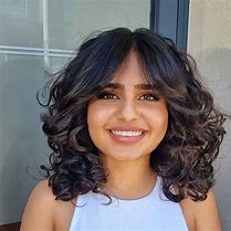 Image result for Curly Hair Curtain Bangs Before After