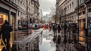 Image result for Busy City Street Raining