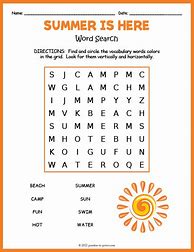 Image result for Easy Summer Word Search Puzzles