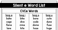 Image result for Silent E Word List