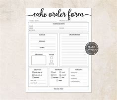 Image result for Free Printable Cake Order Form Template