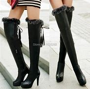 Image result for Thigh High Fur Boots