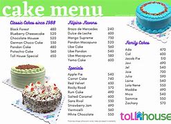 Image result for Menu of Cake Shop