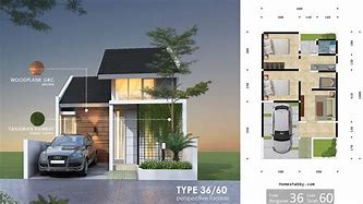 Image result for Denah Rumah 60M2