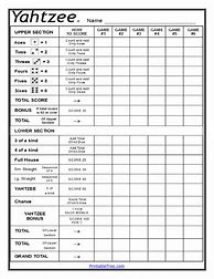 Image result for Yahtzee Game Rules Printable