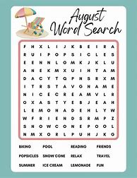 Image result for August Word Search Free Printable