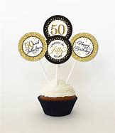 Image result for Gold 50th Birthday Cupcake Toppers