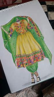 Image result for Afghan Dress Drawing