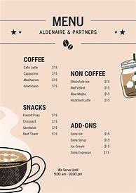 Image result for Coffee Cafe Menu