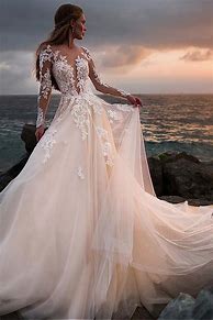 Image result for Champagne Lace Wedding Dress