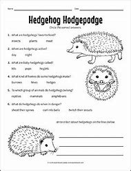 Image result for Hedgehog Worksheet