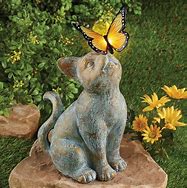 Image result for Cat Statue with Butterfly