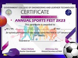 Image result for Mr. and MS Sports Fest Certificates