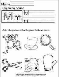 Image result for M Worksheets for Kindergarten