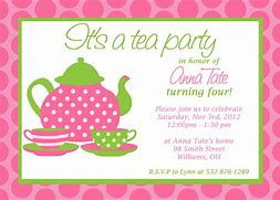 Image result for Tea Party Birthday Invitations