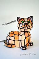 Image result for Stained Glass Cat Lamp