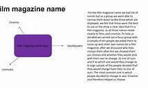 Image result for Film Magazine Name Ideas