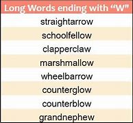 Image result for Words That End with W