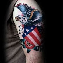 Image result for Traditional Eagle Flag Tattoo