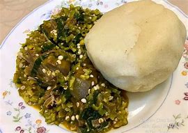 Image result for Garri and Okra Soup