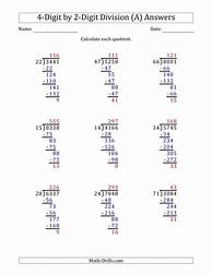 Image result for Long Division Worksheets with Answer Key