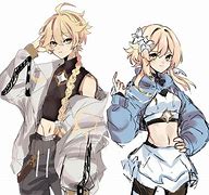 Image result for Genshin Impact Lumine and Aether Fan Art