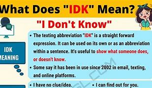 Image result for Idk Word