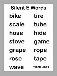 Image result for Silent E Word List