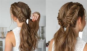 Image result for Fishtail Braid with Bangs