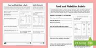 Image result for Nutrition Label Worksheet Grade 5