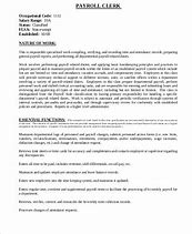 Image result for Payroll Clerk Job Description Sample