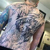 Image result for Wolf Back Tattoo Men